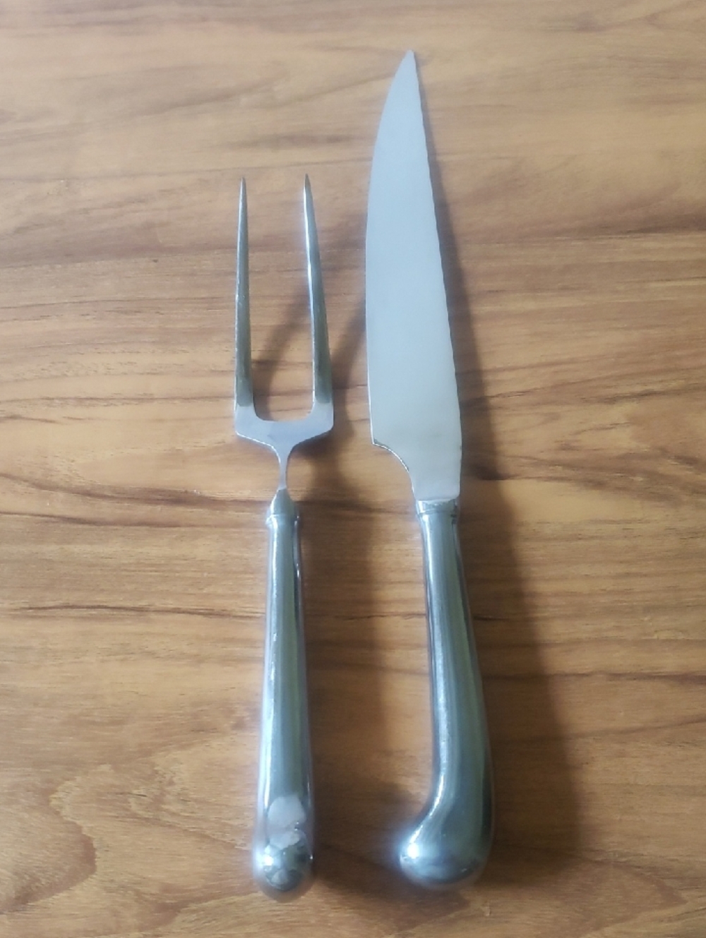 Vintage Stainless Steel Carving Knife and Fork Set. Made in Japan
